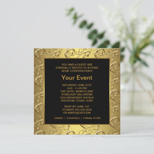 Goud en Zwart Corporate Party Event Kaart (Staand voorkant)