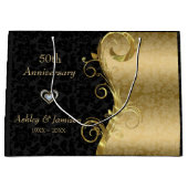 Goud en zwart Damask Groot Cadeauzakje (Voorkant)