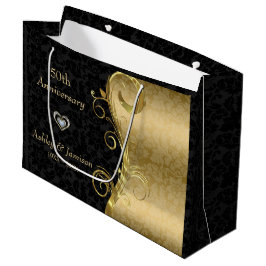 Goud en zwart Damask Groot Cadeauzakje