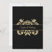 Goud en zwart Damask met Boog Wedding Kaart (Achterkant)