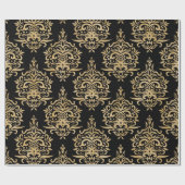 Goud en zwart, Damask Pattern. Cadeaupapier (Vlak)