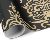 Goud en zwart, Damask Pattern. Cadeaupapier (Rol Hoek)