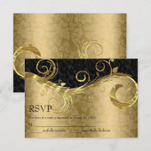Goud en zwart Damask - RSVP (Voorkant / Achterkant)