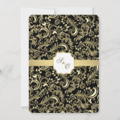 Goud en zwart Damask Uitnodiging (Achterkant)