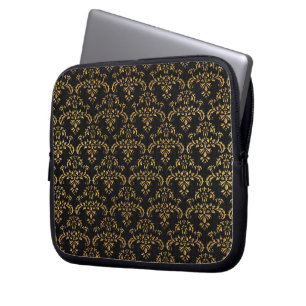 Goud en zwart Damaskpatroon Laptop Sleeve