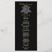 Goud en zwart damast kerk huwelijksprogramma programmakaart (Achterkant)