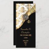 Goud en zwart damast kerk huwelijksprogramma programmakaart (Voorkant / Achterkant)