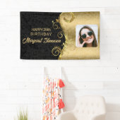 Goud en zwart damast met foto spandoek (Insitu)