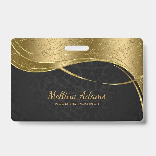 Goud en zwart damast patroon badge (Voorkant)