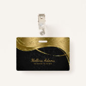 Goud en zwart damast patroon badge (Achterkant met clip)
