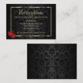 Goud en zwart damast - Receptie Informatiekaartje (Voorkant / Achterkant)