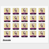 Goud en zwart damast vierkante sticker (Vel)