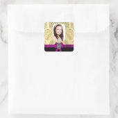 Goud en zwart damast vierkante sticker (Tas)