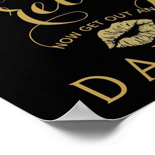 Goud en zwart, dames met BATHROOM-bruiloft Poster (Hoek)