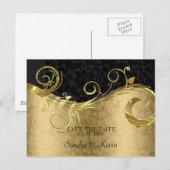 Goud en zwart dasje met wervelkolom - Bewaar de da Aankondigingskaart (Voorkant / Achterkant)
