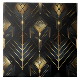 Goud en zwart Deco, Chiaroscuro, isometrisch Tegeltje