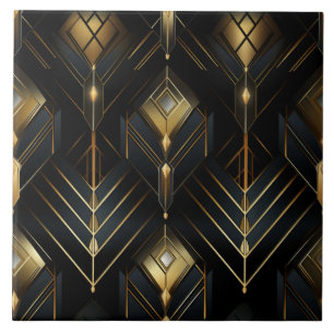 Goud en zwart Deco, Chiaroscuro, isometrisch Tegeltje