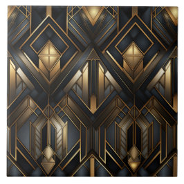 Goud en zwart Deco, Cityscape Uitzicht Tegeltje