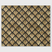 Goud en zwart deco-geometrische ventilatoren cadeaupapier (Vlak)