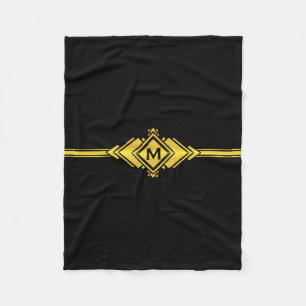 Goud en zwart, deco-gordel fleece deken