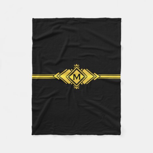 Goud en zwart, deco-gordel fleece deken (Voorkant)
