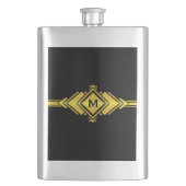 Goud en zwart, deco-gordel heupfles (Voorkant)