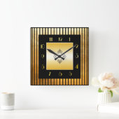 Goud en zwart deco-stijl vierkante klok (Huis)