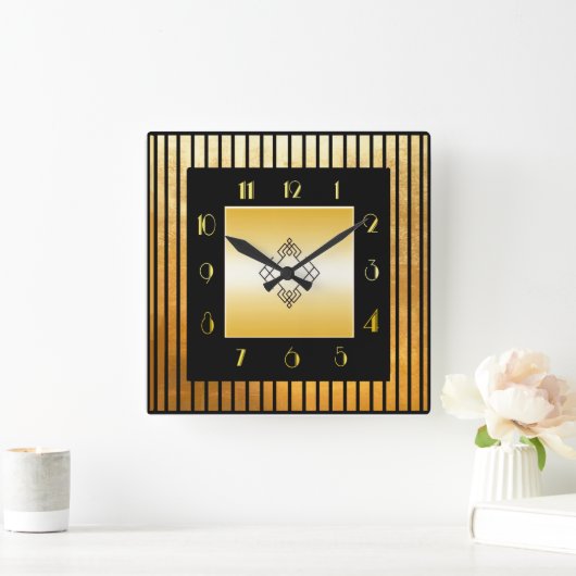 Goud en zwart deco-stijl vierkante klok (Huis)