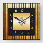 Goud en zwart deco-stijl vierkante klok (Voorkant)