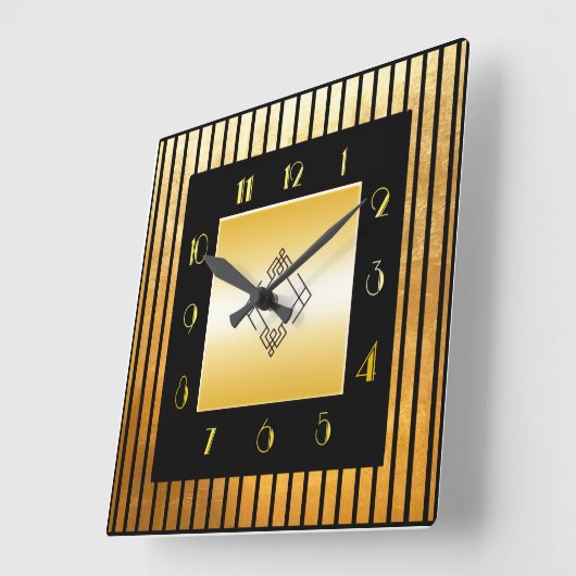 Goud en zwart deco-stijl vierkante klok (Hoek)