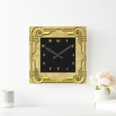 Goud en zwart deco-stijl vierkante wandklok (Huis)