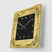Goud en zwart deco-stijl vierkante wandklok (Hoek)