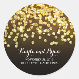 Goud en Zwart - Diamanten Glitter Bruiloft Ronde Sticker