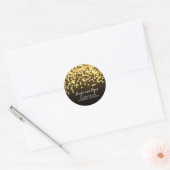 Goud en Zwart - Diamanten Glitter Bruiloft Ronde Sticker (Envelop)