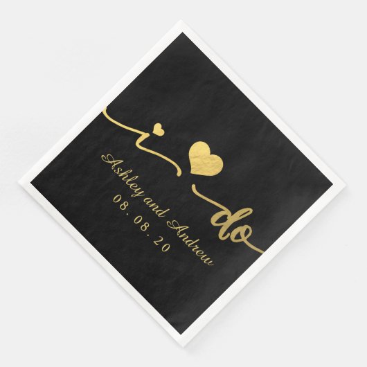 Goud en zwart doe ik | Bruiloft Servet (Hoek)