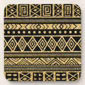 Goud en zwart driehoekig geometrisch patroon bier onderzetter (Voorkant)