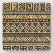 Goud en zwart driehoekig geometrisch patroon stenen onderzetter (Voorkant)