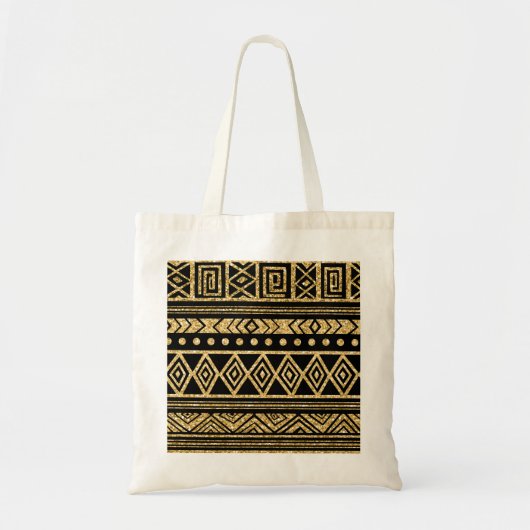 Goud en zwart driehoekig geometrisch patroon tote bag (Voorkant)