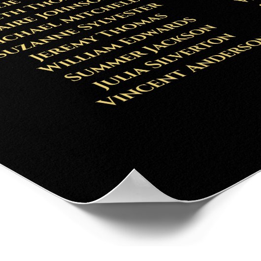 Goud en zwart Eenvoudig 10-tafel-weddenschappen Poster (Hoek)