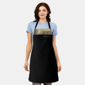 Goud en Zwart Eenvoudige Elegante Naam Schort (Gedragen)