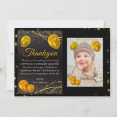 Goud en Zwart Eerste Verjaardagsfoto dank u kaart (Voorkant)