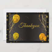 Goud en Zwart Eerste Verjaardagsfoto dank u kaart (Achterkant)