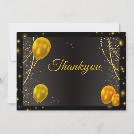 Goud en Zwart Eerste Verjaardagsfoto dank u kaart (Achterkant)