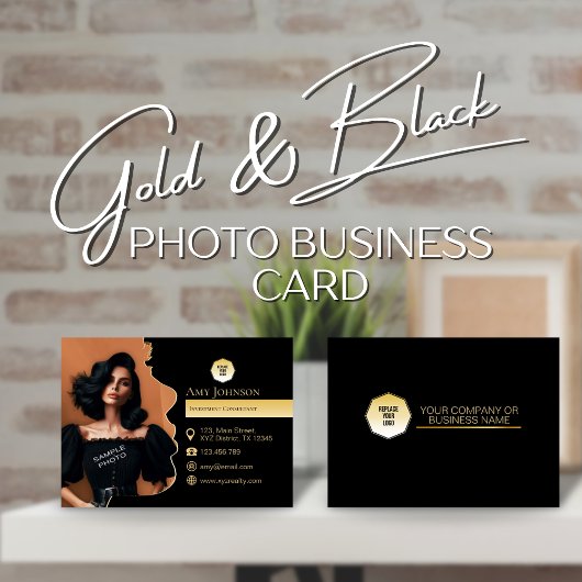 Goud en zwart, eigen foto toevoegen aan silhouet S Visitekaartje