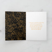 Goud en zwart Elegant Bloemen Bruiloft Bedankkaart (Binnen)