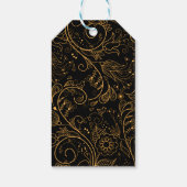 Goud en zwart Elegant Bloemen Bruiloft Dank u Cadeaulabel (Achterkant)