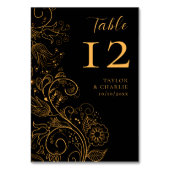 Goud en zwart Elegant Bloemen Bruiloft Kaart (Voorkant)