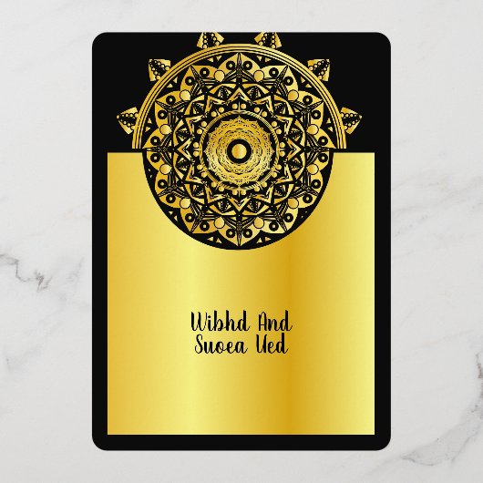 Goud en zwart Elegant Bruiloft Save the Date Folie Uitnodiging (Achterkant)