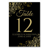 Goud en zwart Elegant Filigraan Bruiloft Kaart (Achterkant)