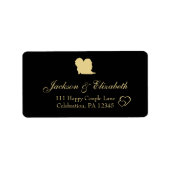 Goud en Zwart Elegant Huwelijksadres Etiket (Voorkant)